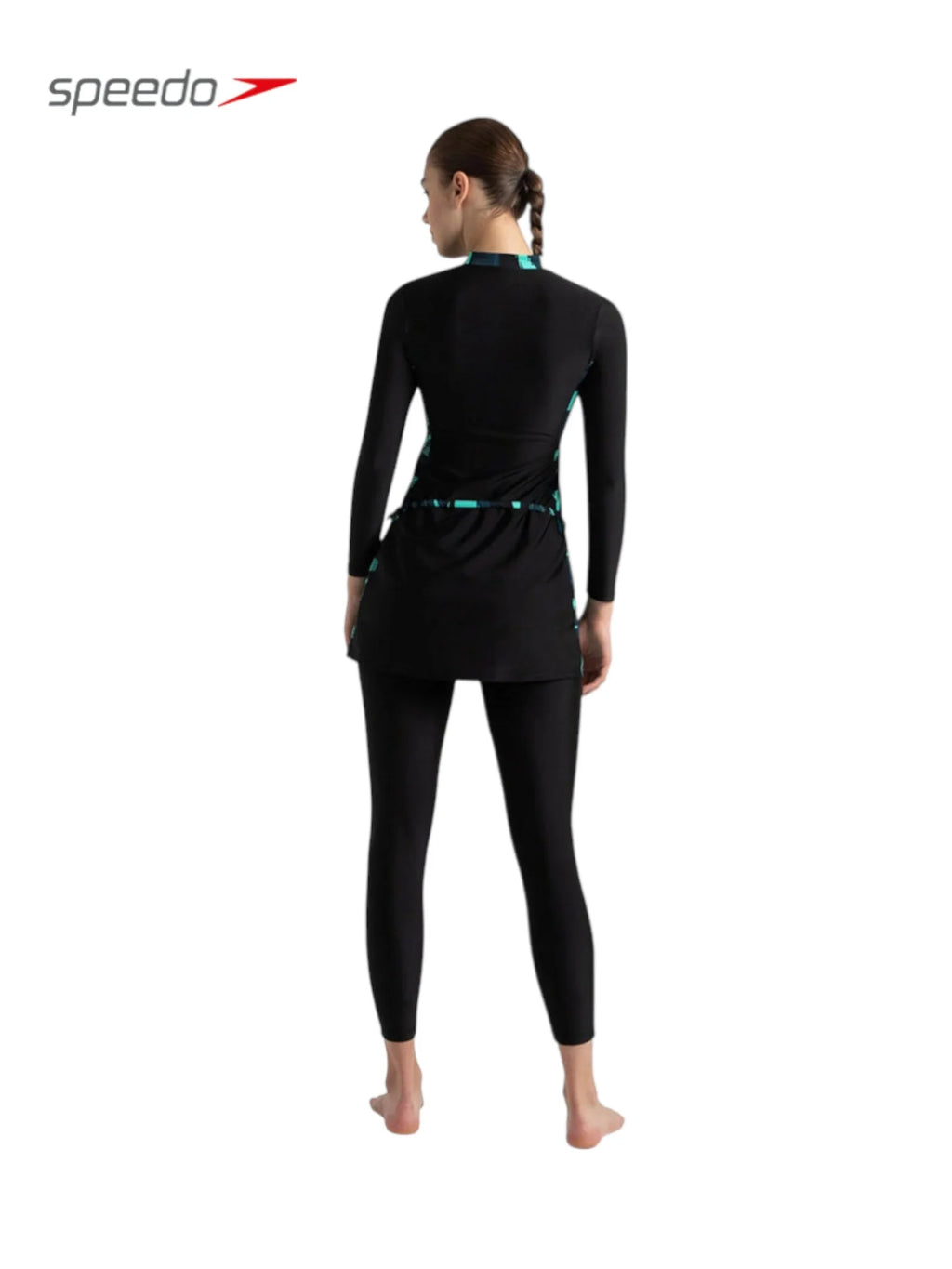 SPEEDO Endurance 10 Two Piece Closedback Full Body Suit Swimwear For Women - Black/Dark Teal