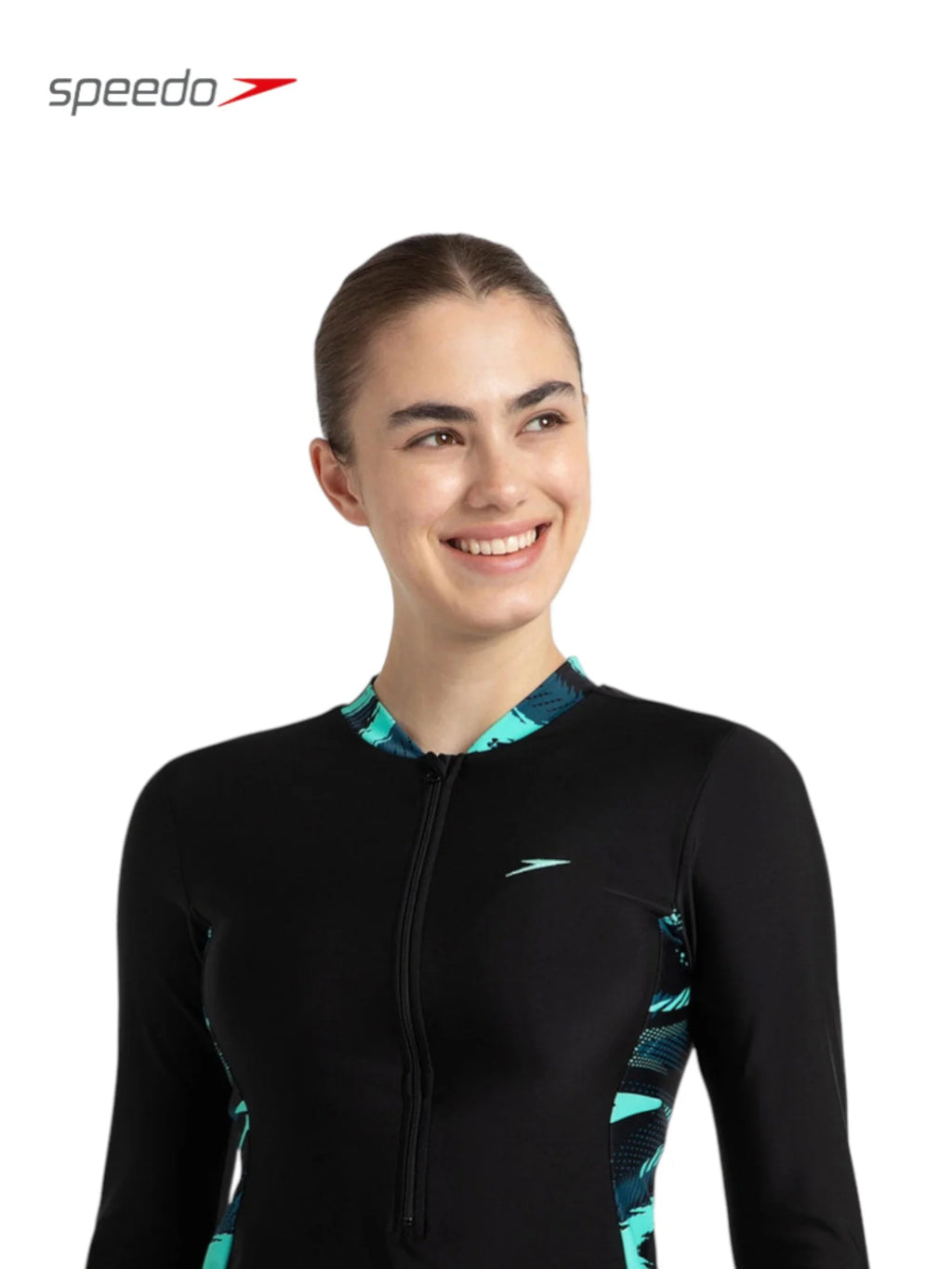 SPEEDO Endurance 10 Two Piece Closedback Full Body Suit Swimwear For Women - Black/Dark Teal