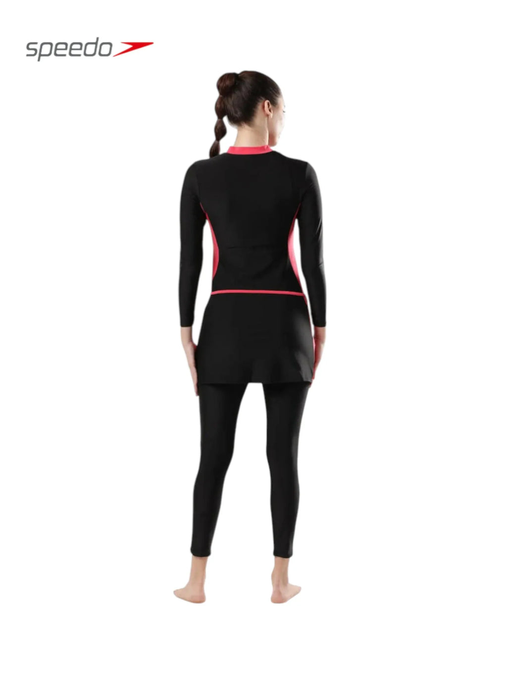 SPEEDO Endurance 10 Two Piece Full Body Suit Swimwear For Women - Black/Raspberry Fill