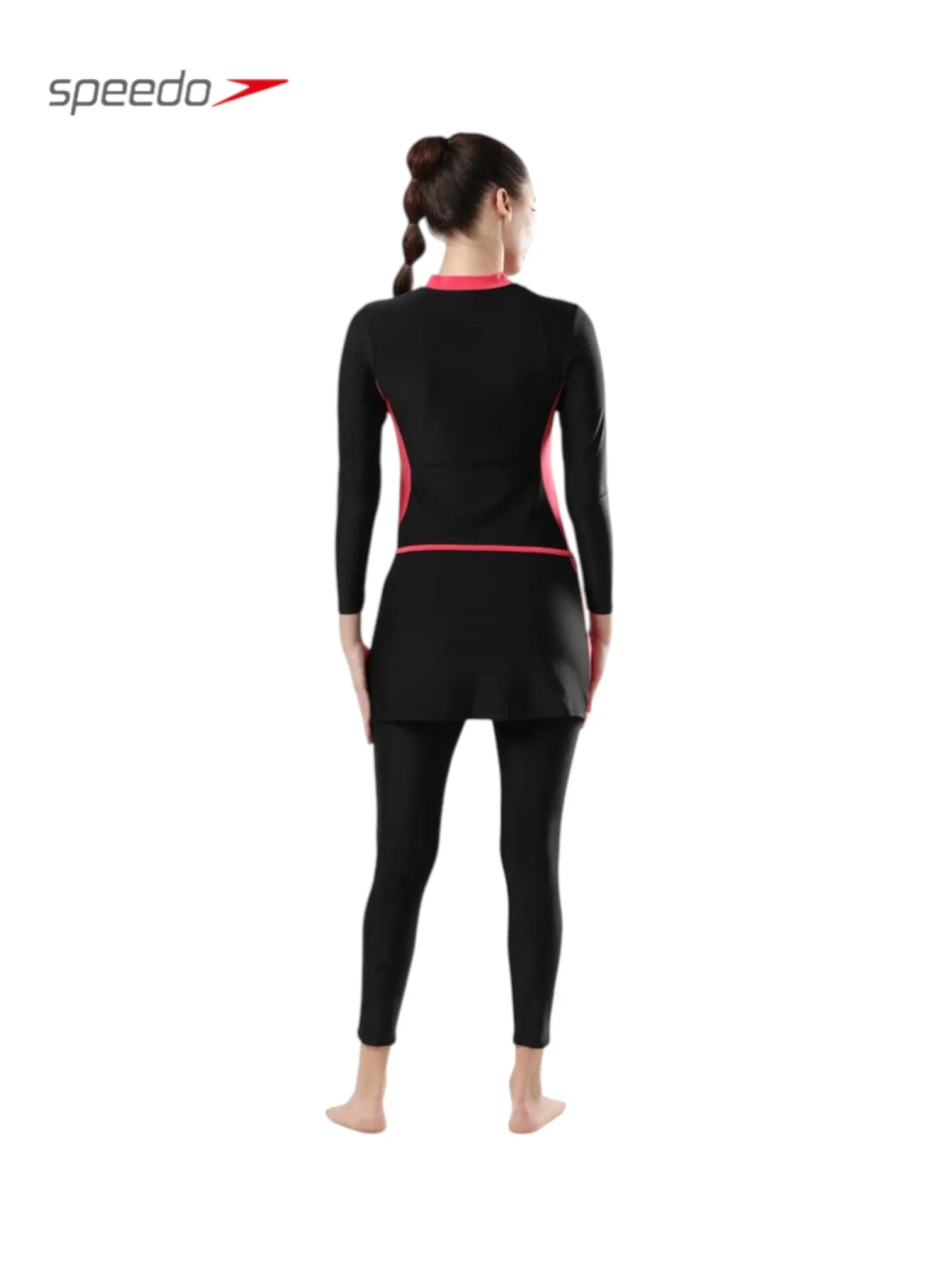 SPEEDO Endurance 10 Two Piece Full Body Suit Swimwear For Women - Black/Raspberry Fill