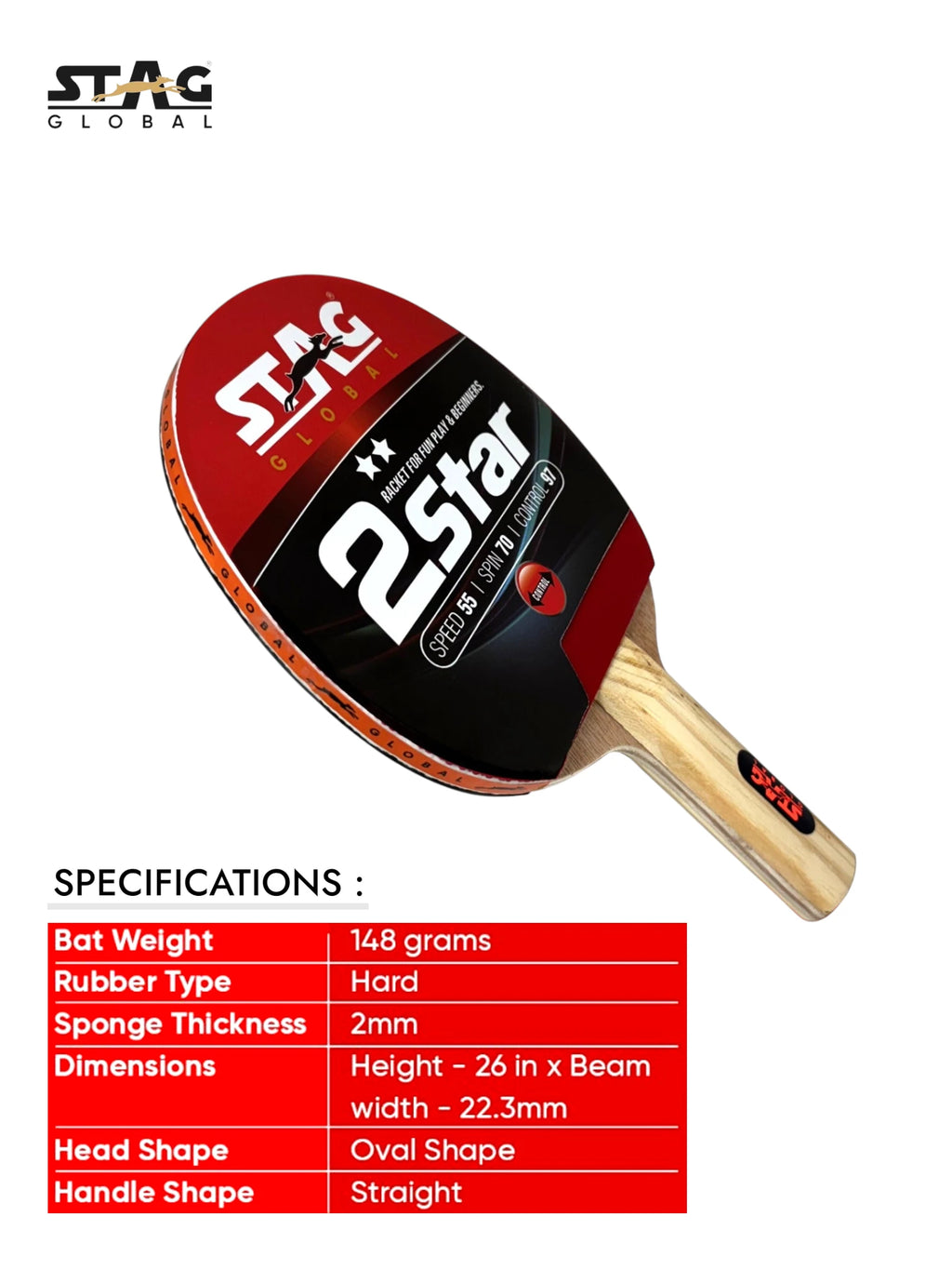 STAG 2 Star Table Tennis Racquet