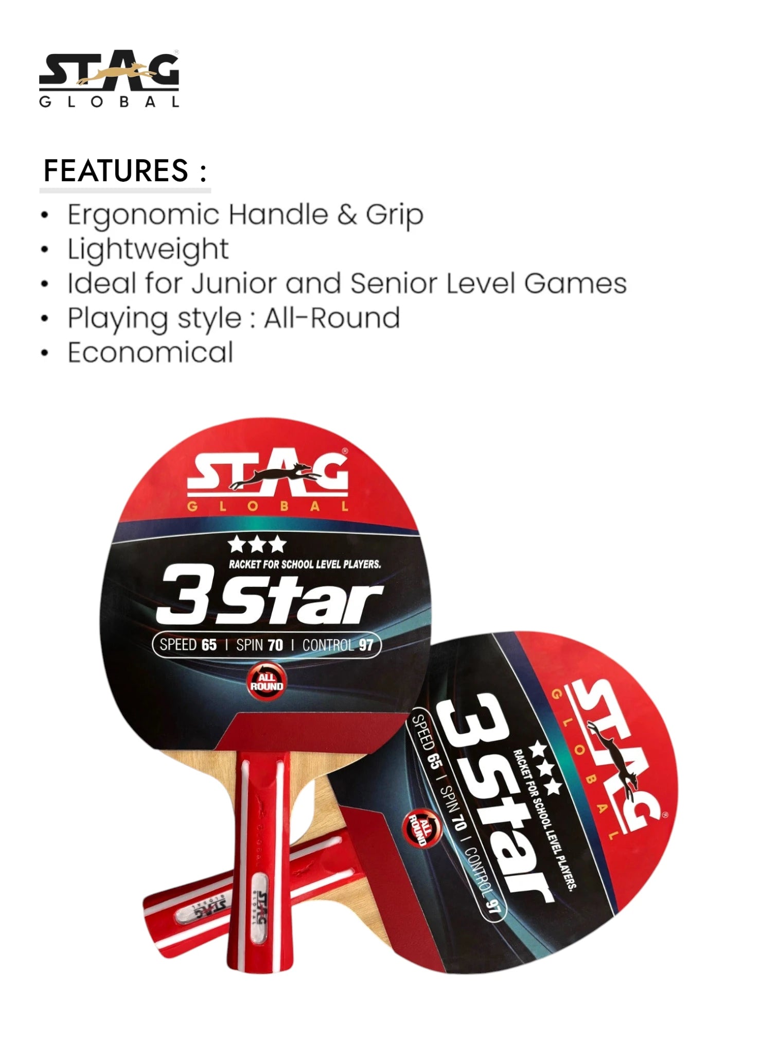 STAG 3 Star Table Tennis Racquet