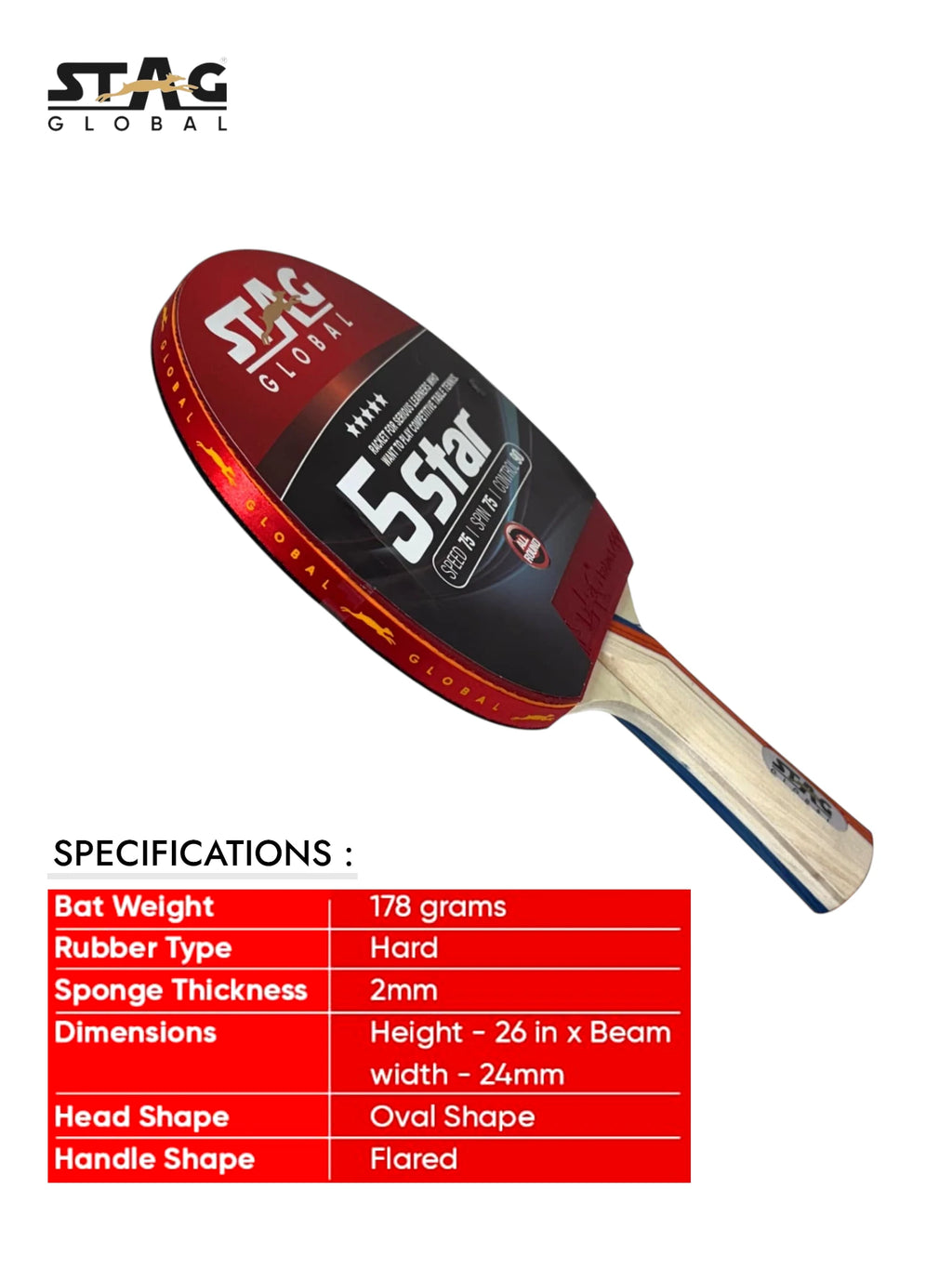 STAG 5 Star Table Tennis Racquet