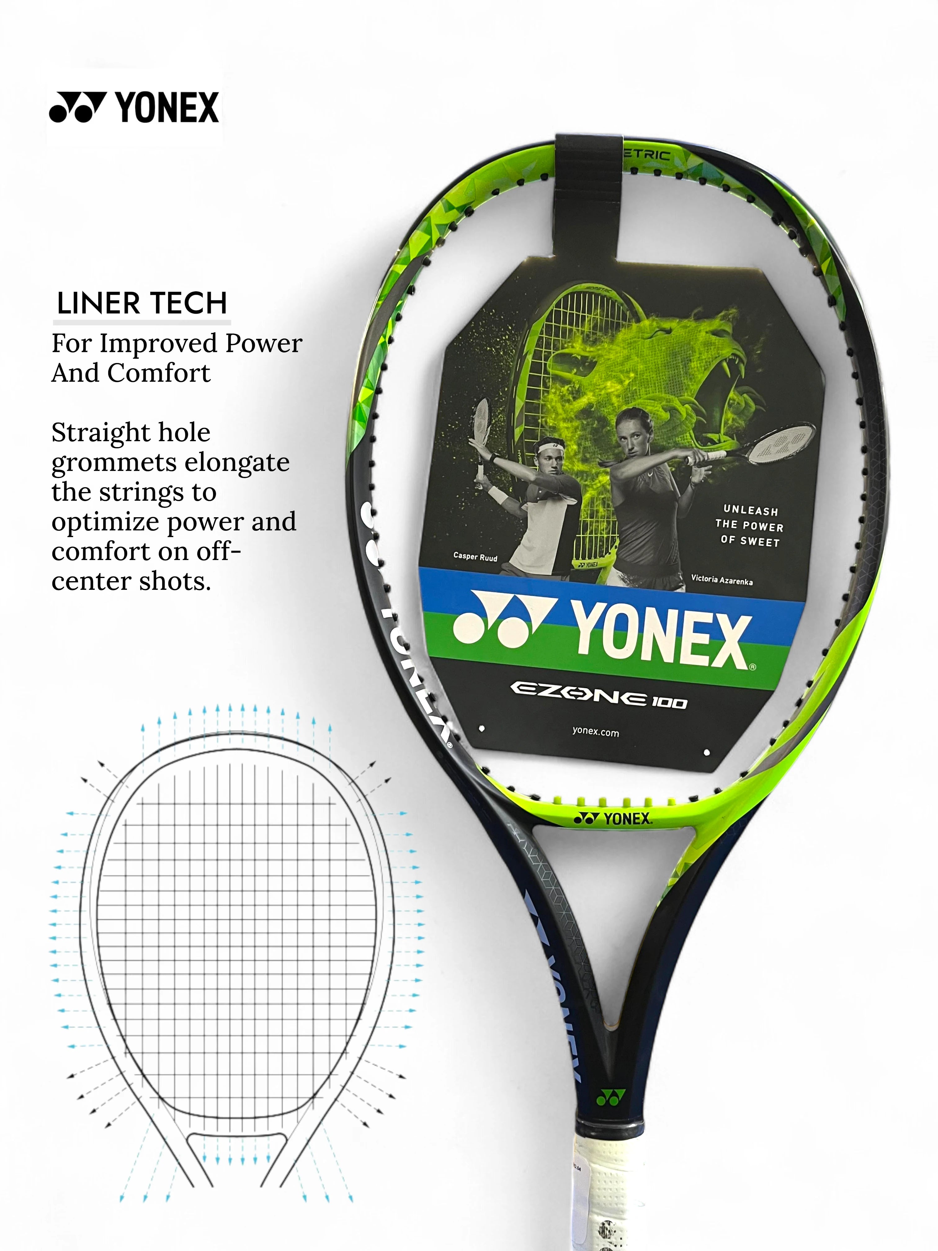 YONEX Ezone 100 Tennis Unstrung Racquet (Green, 300g)
