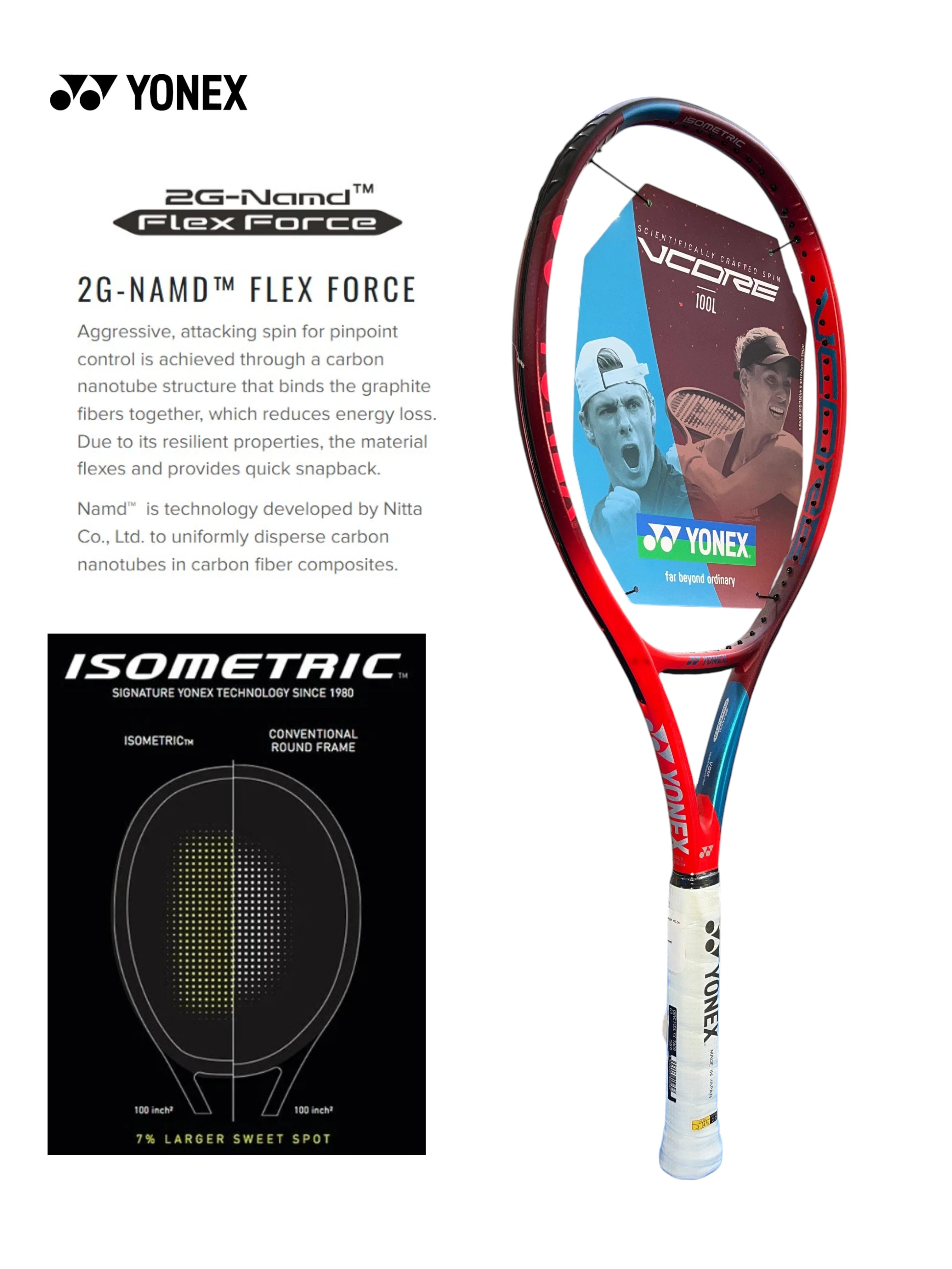 YONEX Vcore 100L Tennis Racquet (Unstrung, 280g)