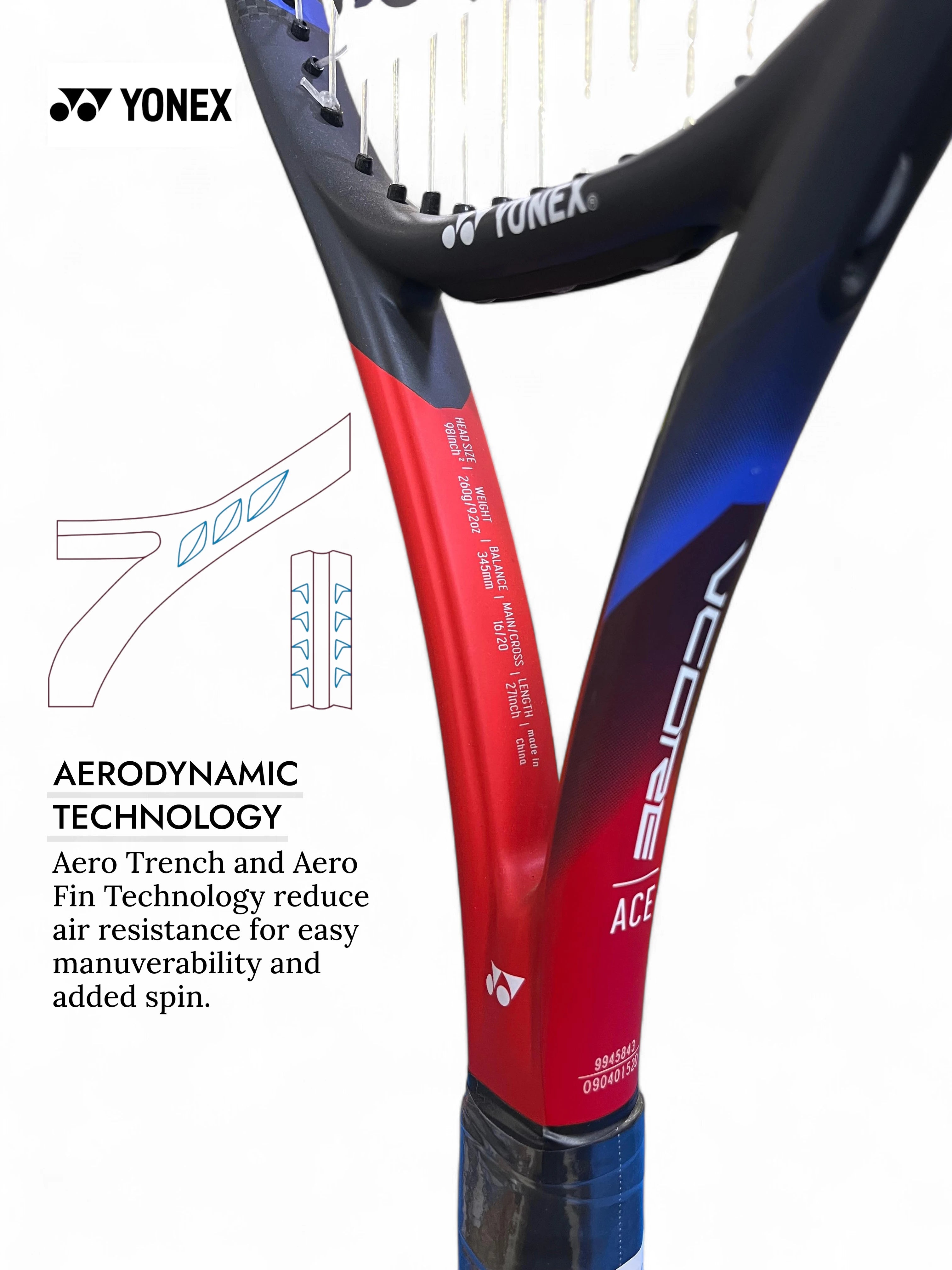 YONEX Vcore Ace Tennis Racquet (Strung, 260g)