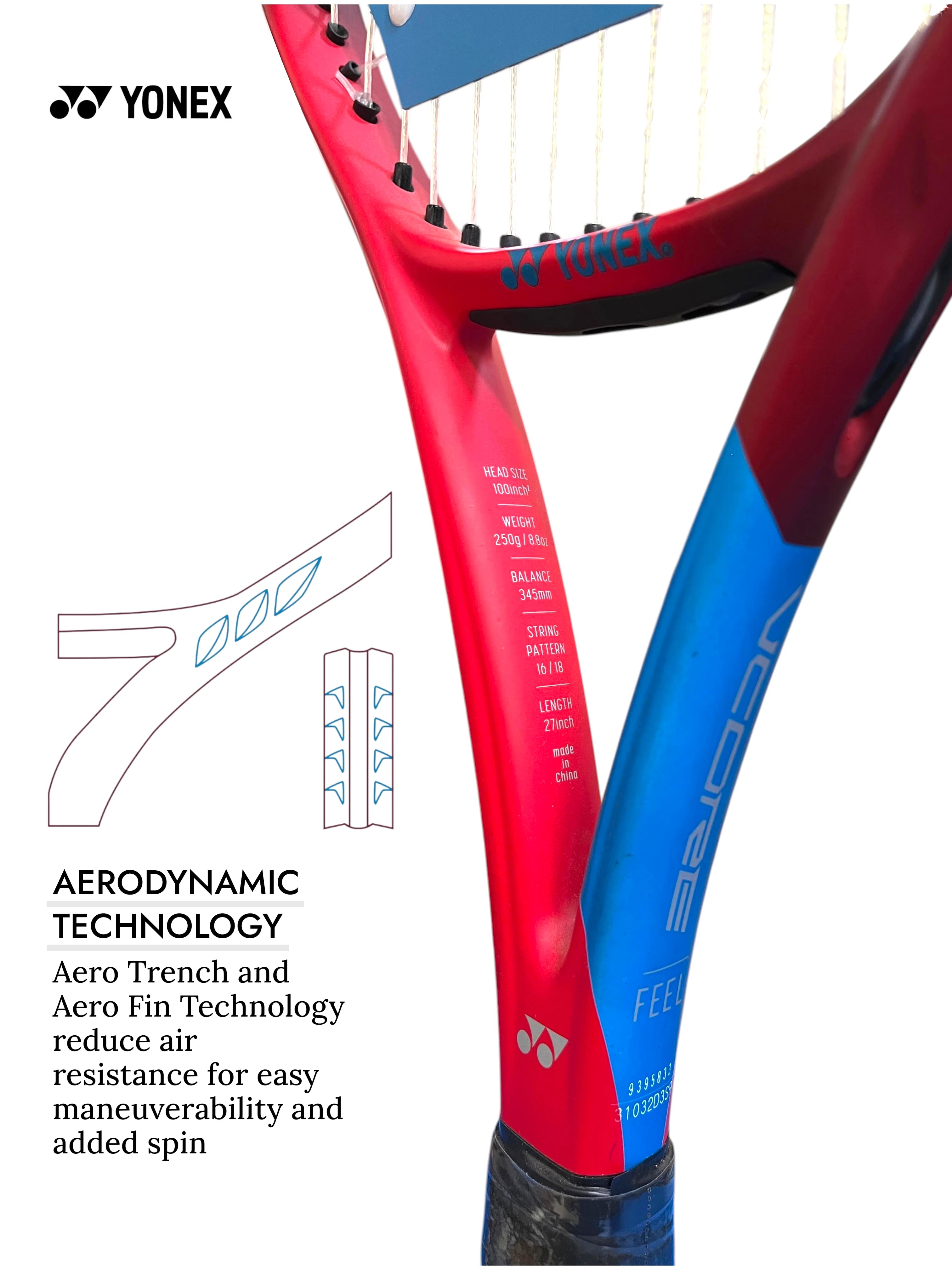 YONEX Vcore Feel Tennis Racquet (Strung, 250g)