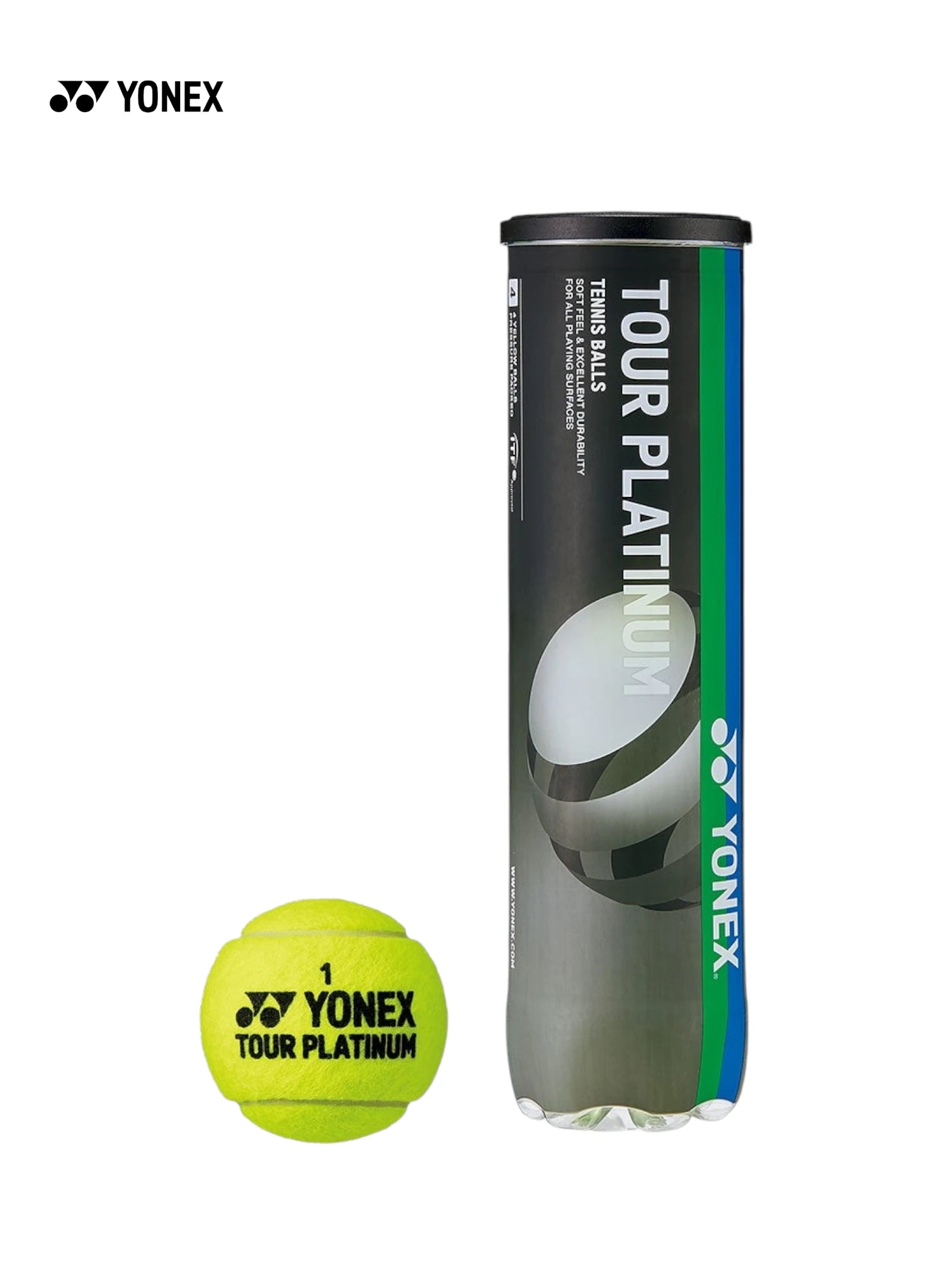 YONEX Tour Platinum Tennis Ball (1 Can of 4 Balls)