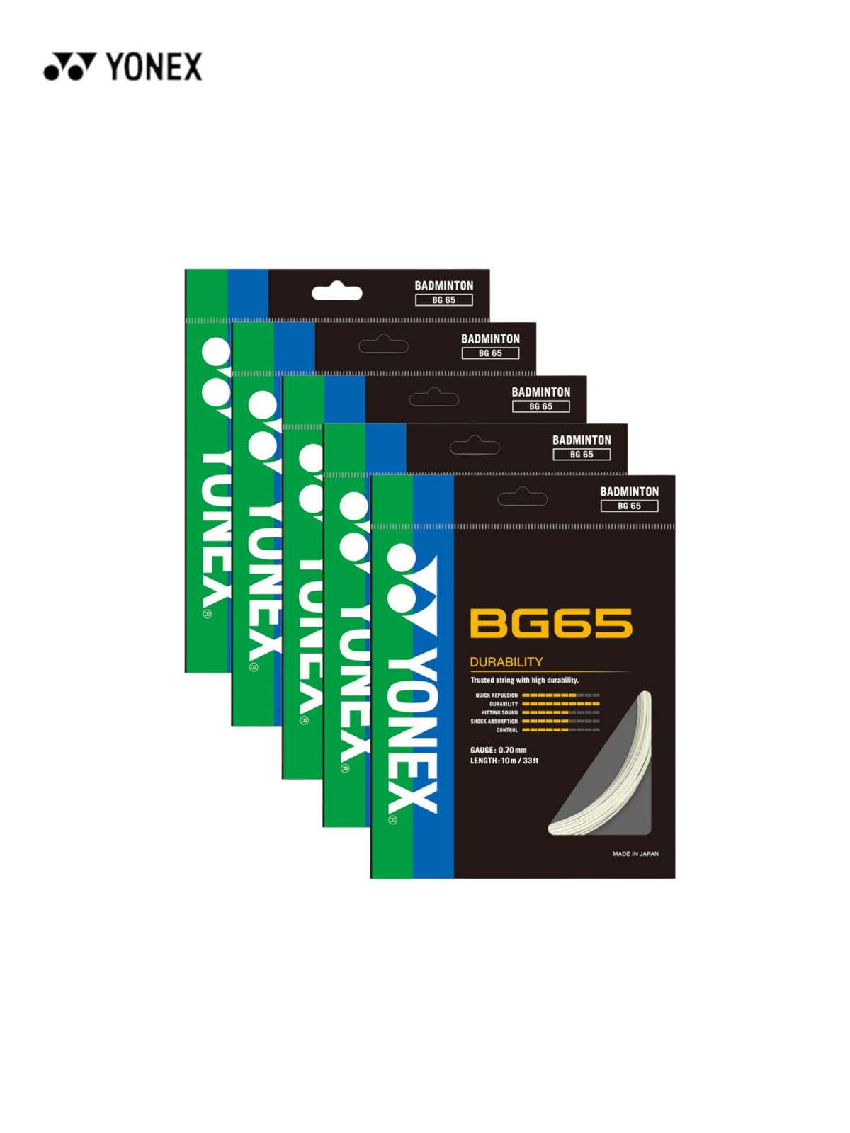 YONEX BG 65 Badminton Strings (Pack of 5 & 10)