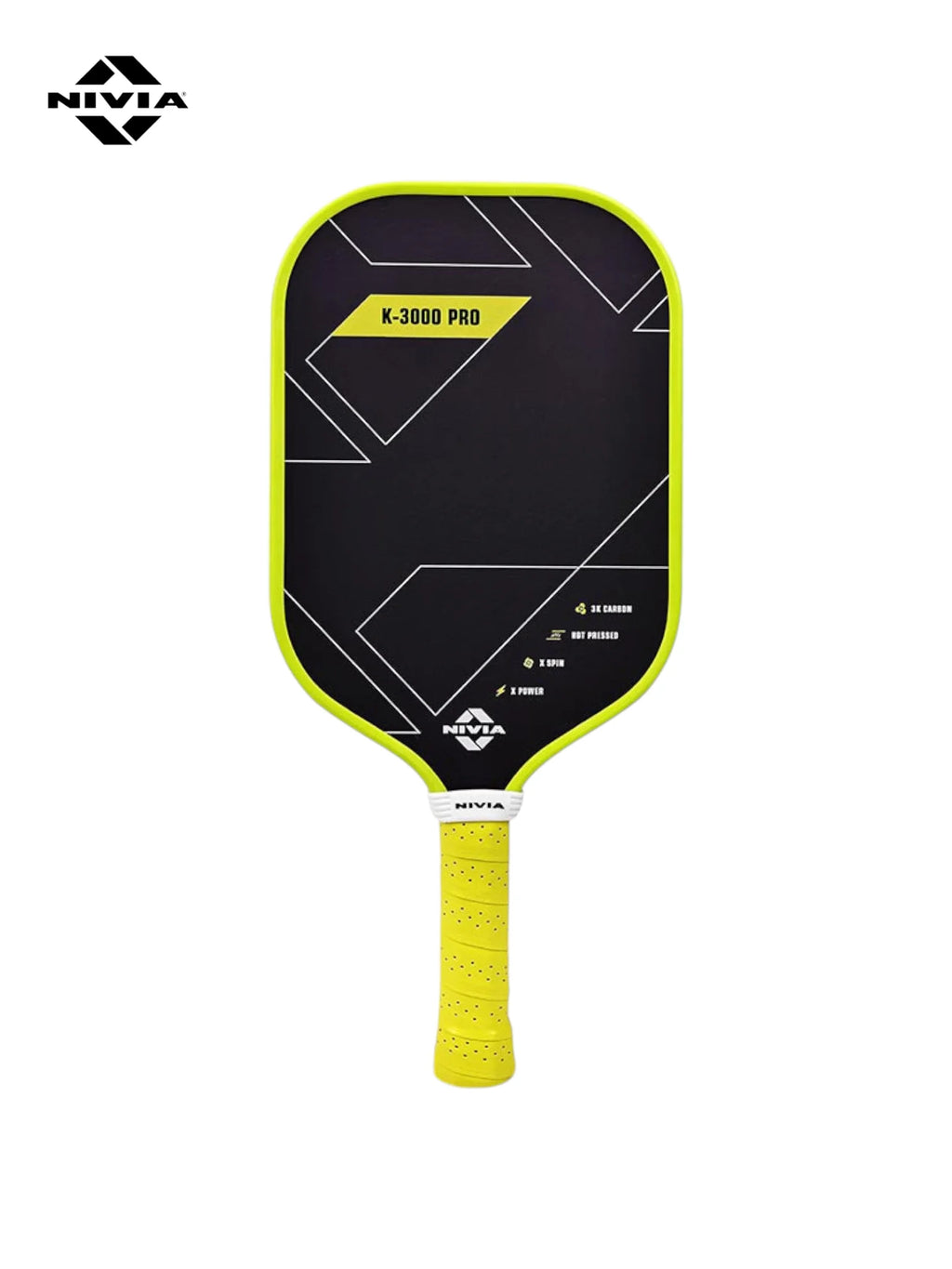 NIVIA K-3000 Pro Pickleball Paddle (3K Carbon Surface, 16mm PP Core, 230g Lightweight)