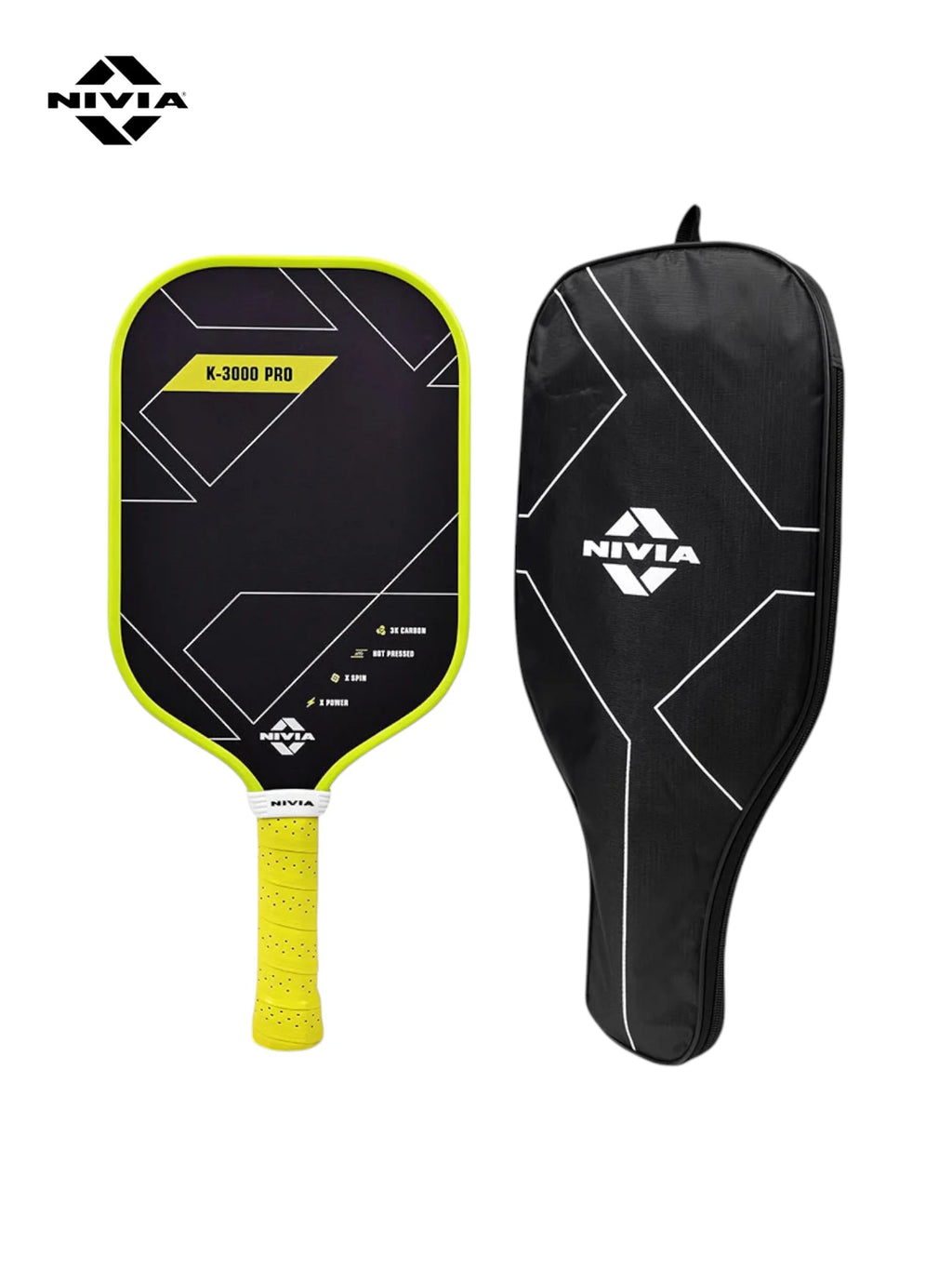 NIVIA K-3000 Pro Pickleball Paddle (3K Carbon Surface, 16mm PP Core, 230g Lightweight)