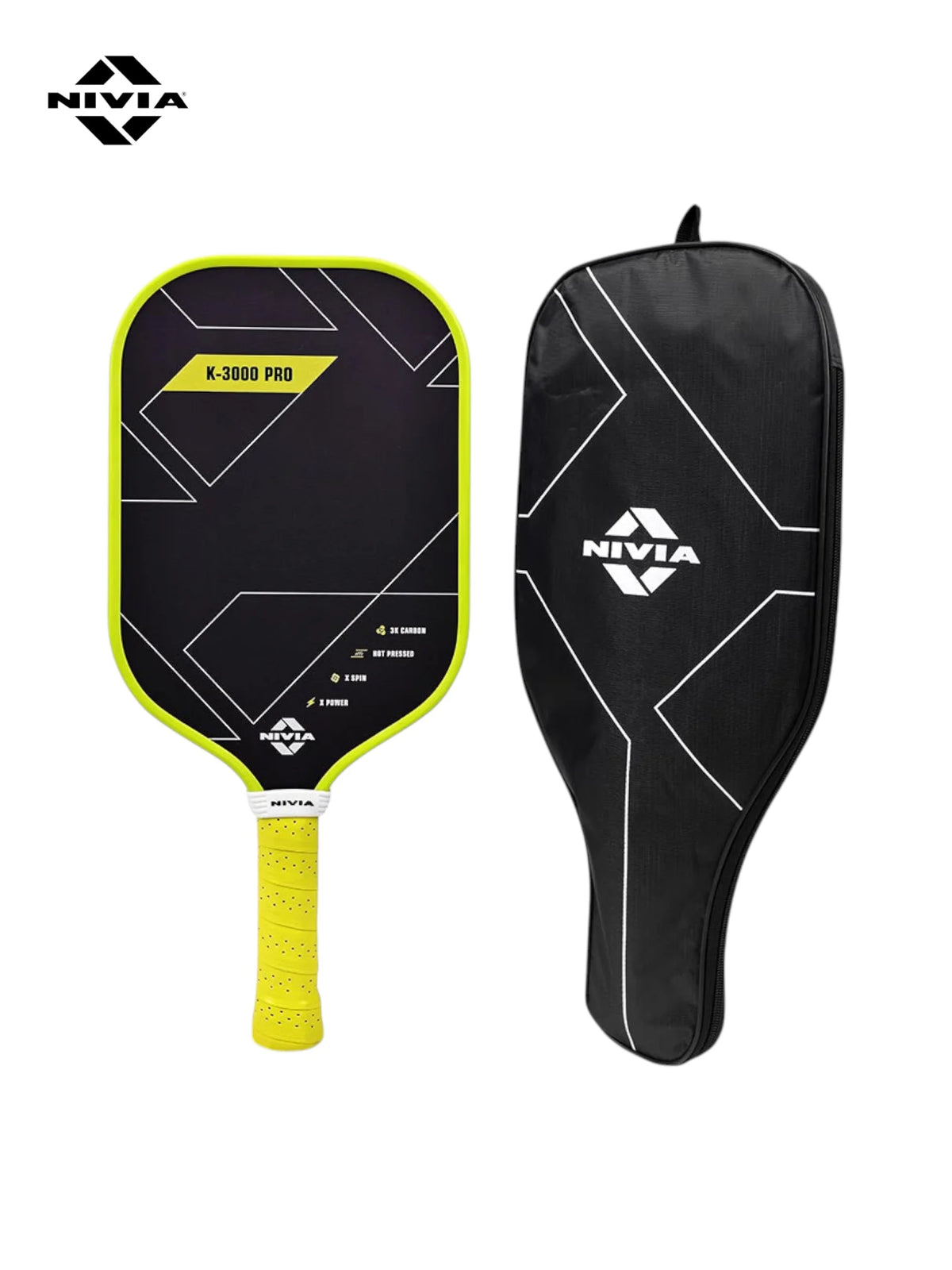 NIVIA K-3000 Pro Pickleball Paddle (3K Carbon Surface, 16mm PP Core, 230g Lightweight)