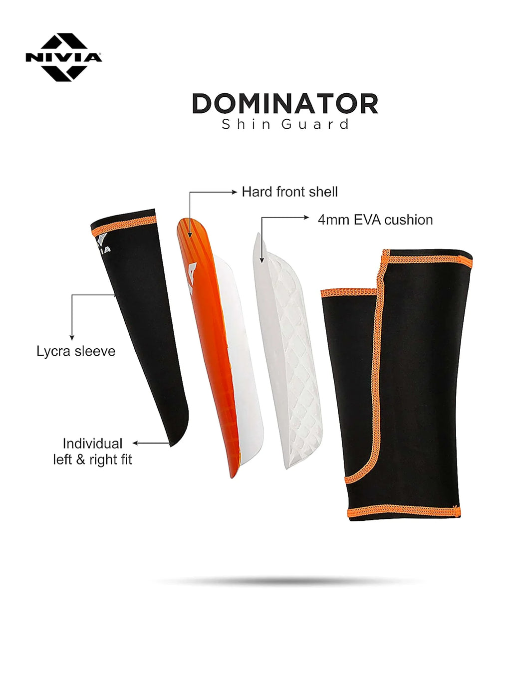 NIVIA Dominator Football Shin Guard With Sleeves