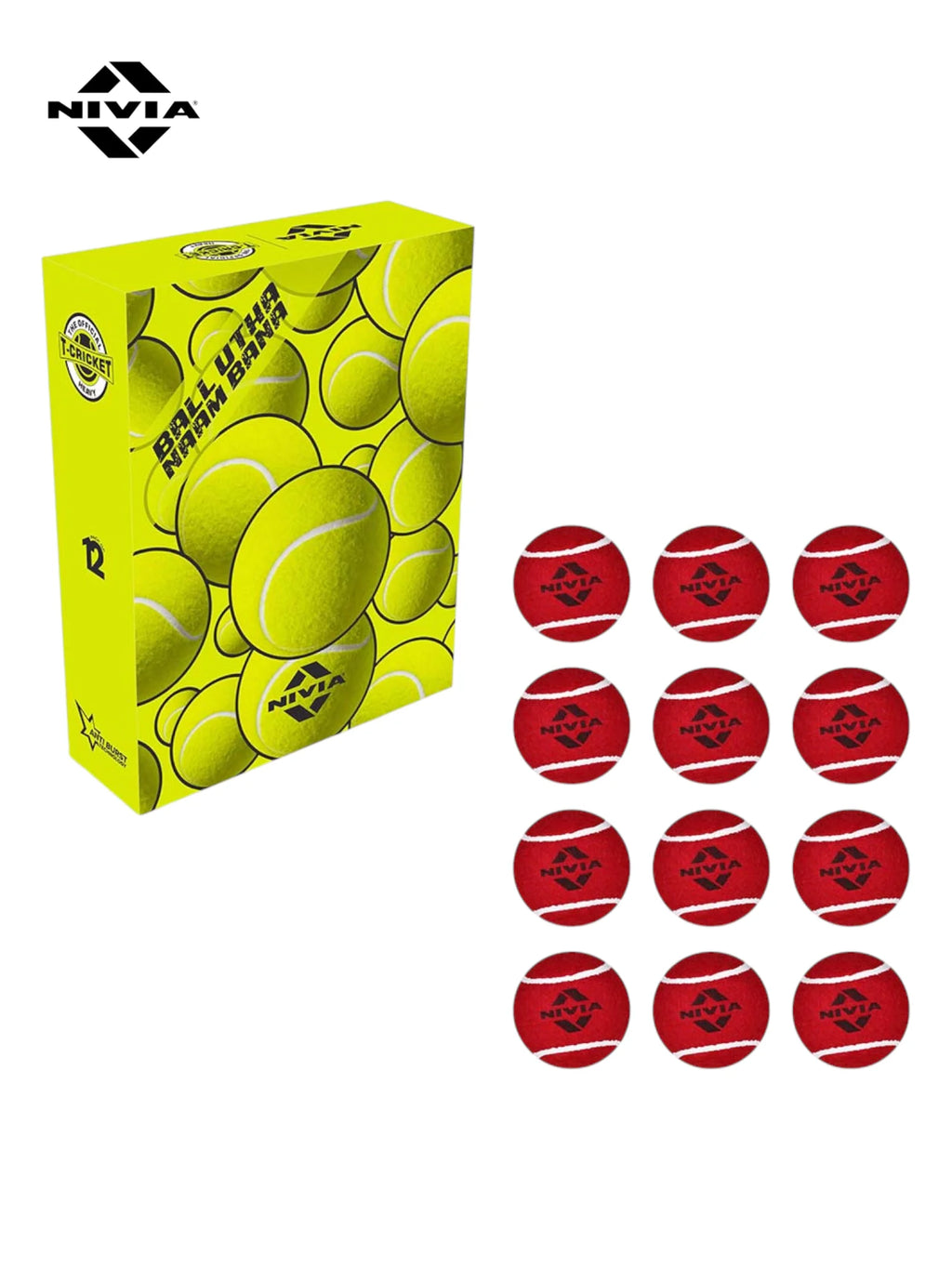NIVIA Red Heavy Cricket Tennis Balls(Pack of 12 Balls)