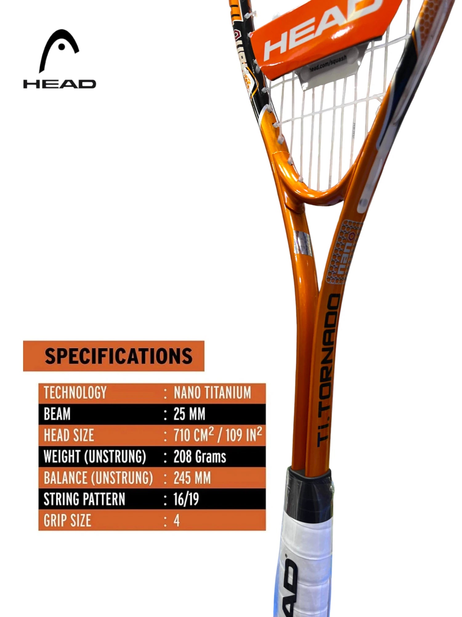 Head Ti-Tornado Squash Racket
