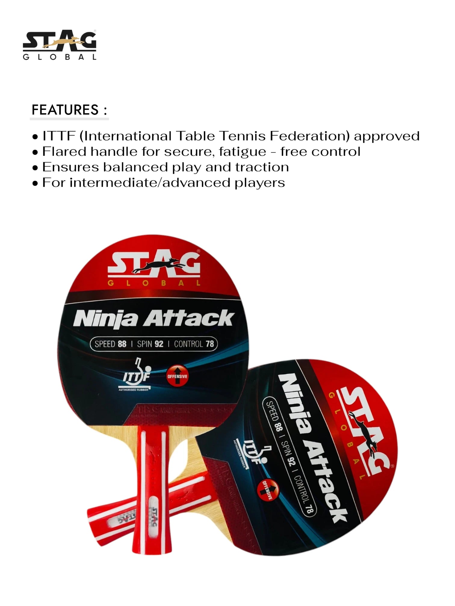 STAG Ninja Attack Table Tennis Racquet