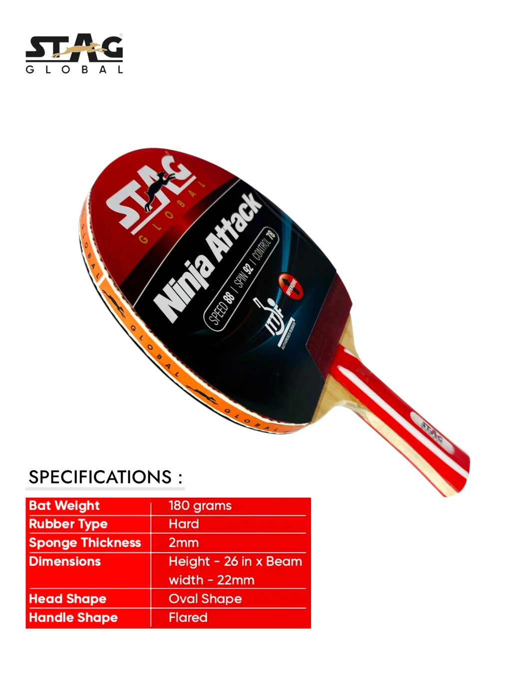 STAG Ninja Attack Table Tennis Racquet