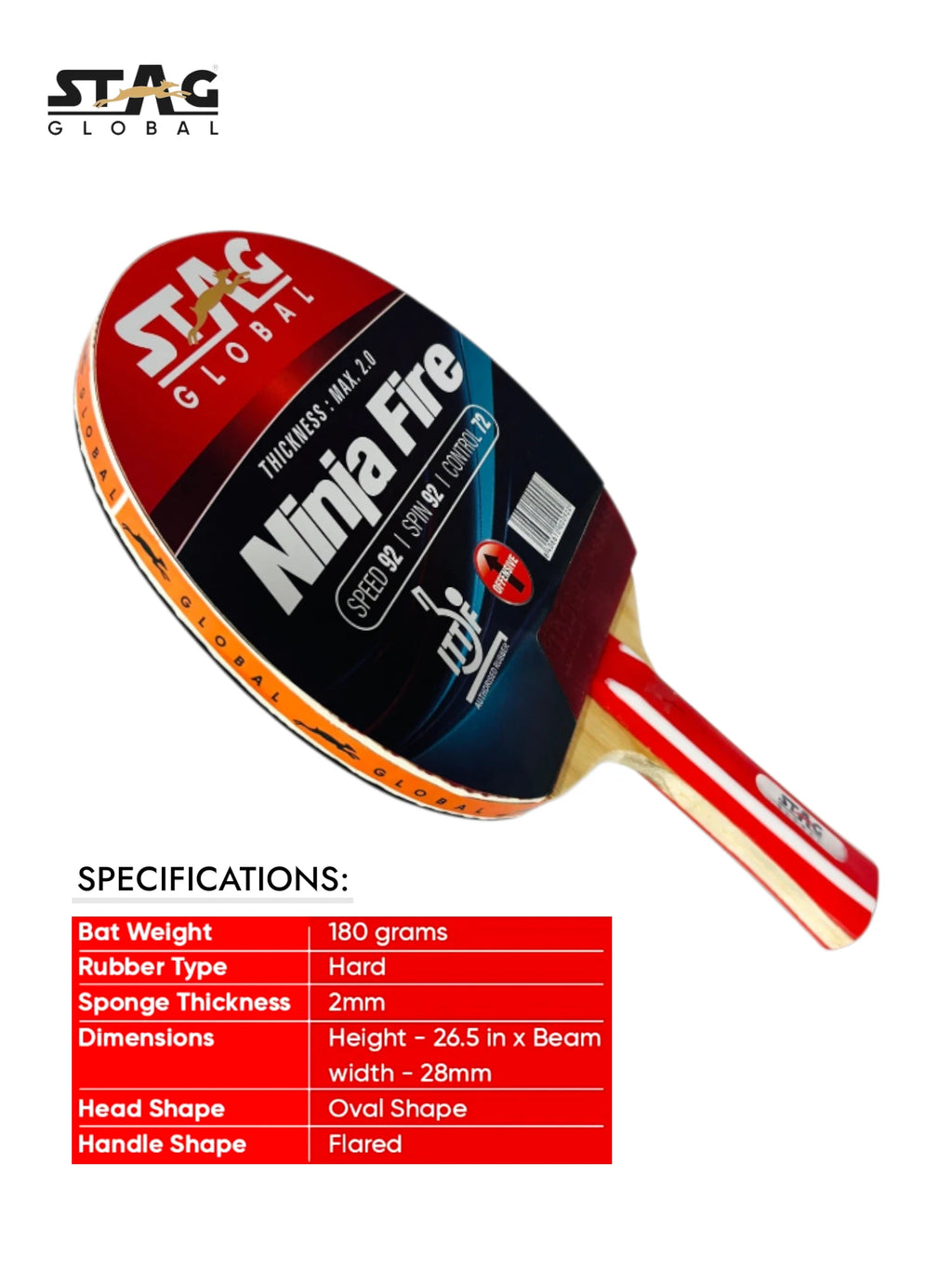 STAG Ninja Fire Table Tennis Racquet